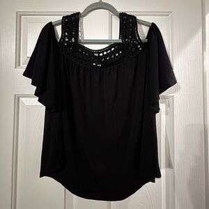 Cato Black Cold Shoulder Blouse